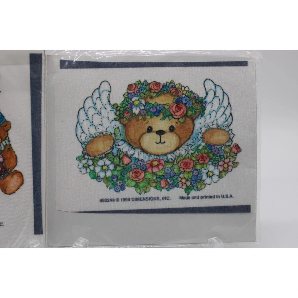 4 VTG No-Sew Applique 1994 Dimensions Fashion Art - Bears & Angels NEW